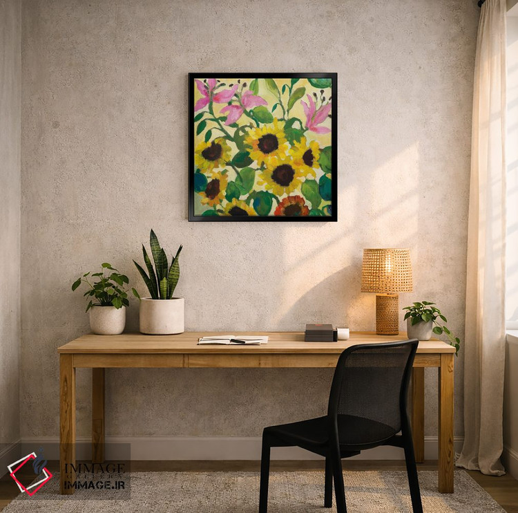 تابلو دکوراتیو آفتابگردان ها و سوسن ها اثر کیم پارکر - D5B