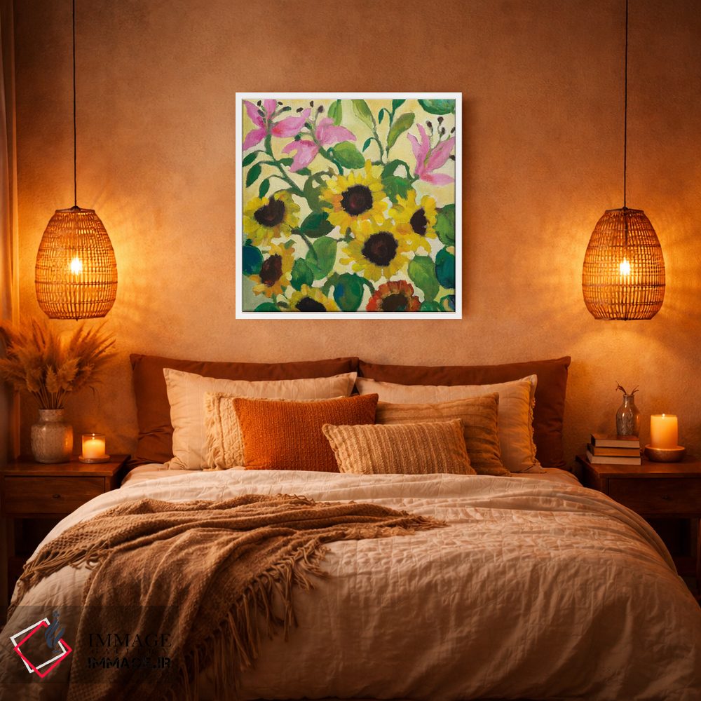 تابلو دکوراتیو آفتابگردان ها و سوسن ها اثر کیم پارکر - D4W