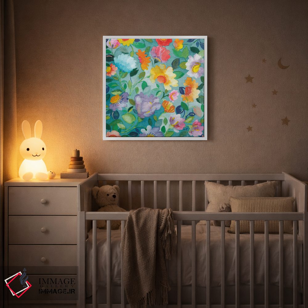 تابلو دکوراتیو گل های فیروزه ای اثر کیم پارکر - D2W