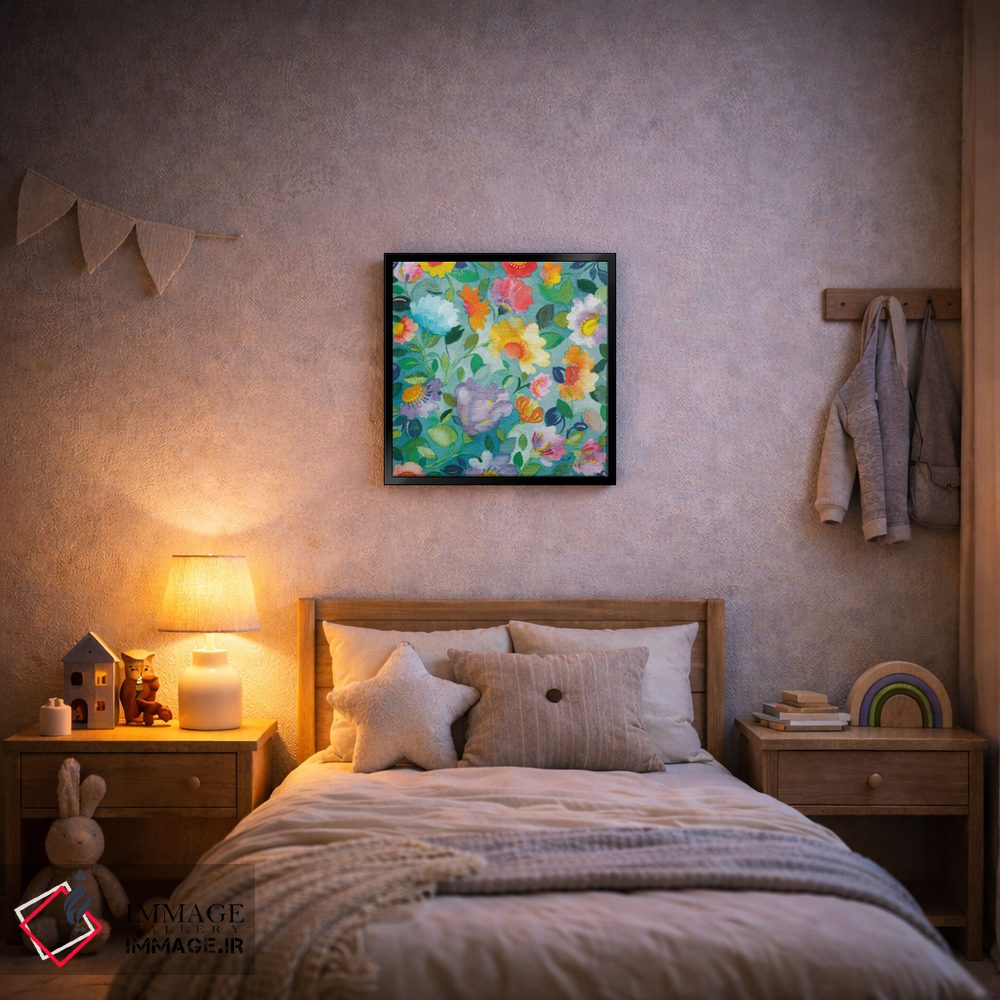 تابلو دکوراتیو گل های فیروزه ای اثر کیم پارکر - D4B