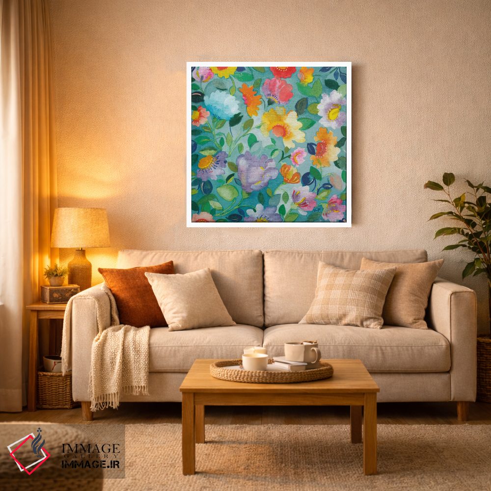 تابلو دکوراتیو گل های فیروزه ای اثر کیم پارکر - D3W