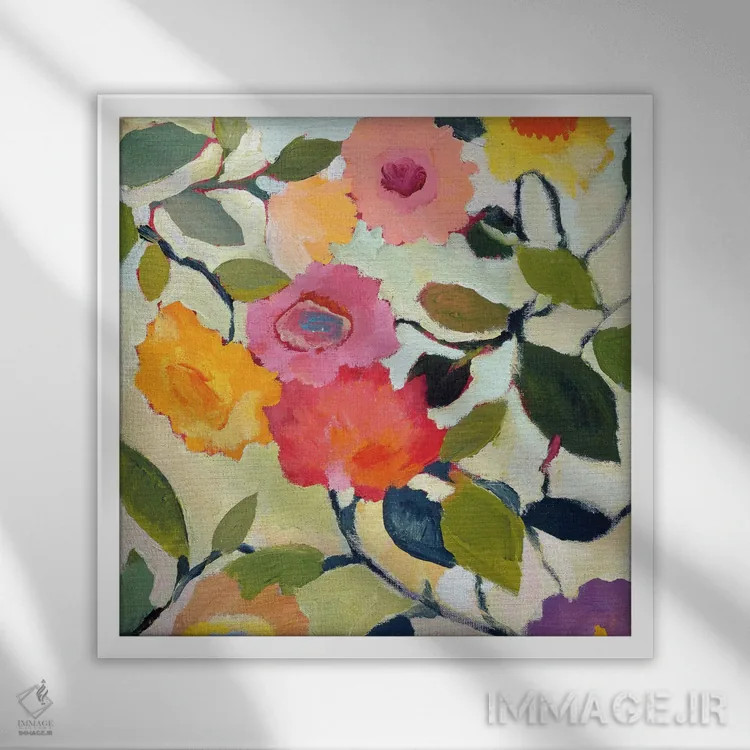 تابلو دکوراتیو رزهای وحشی اثر کیم پارکر - نمای قابدار سفید
