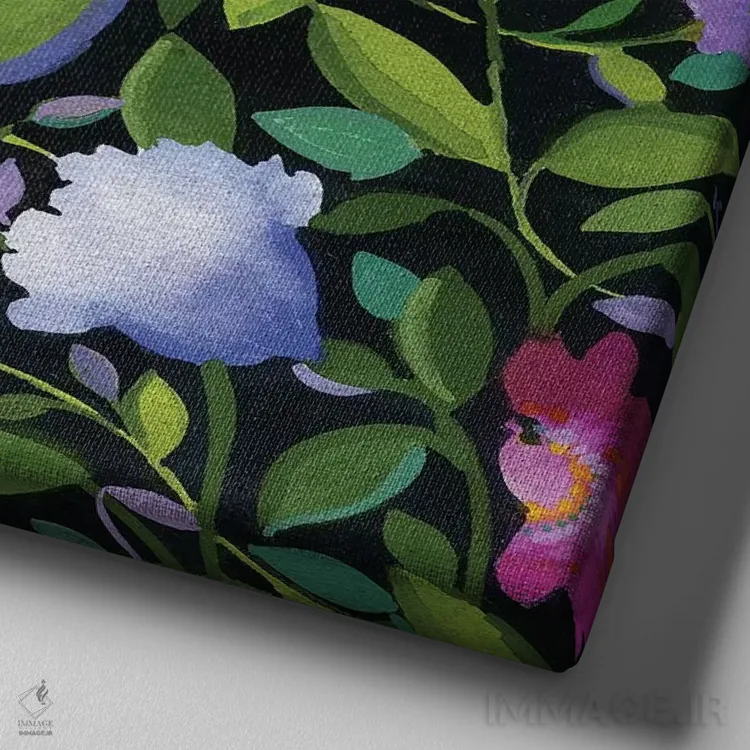 تابلو دکوراتیو باغ هند II اثر کیم پارکر - نمای نزدیک بافت بوم