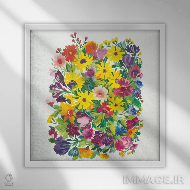 تابلو دکوراتیو چمنزار پاییزی اثر کیم پارکر - نمای قابدار سفید