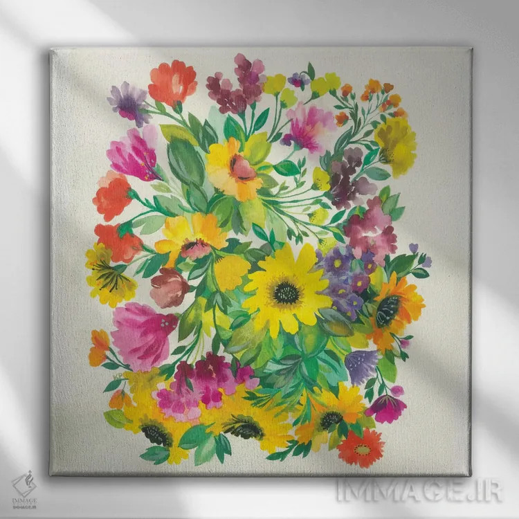 تابلو دکوراتیو گل کاغذی اثر کیم پارکر - نمای روبهرو روی دیوار