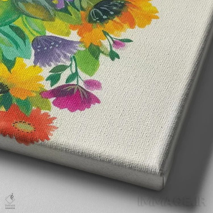 تابلو دکوراتیو گل کاغذی اثر کیم پارکر - نمای نزدیک بافت بوم