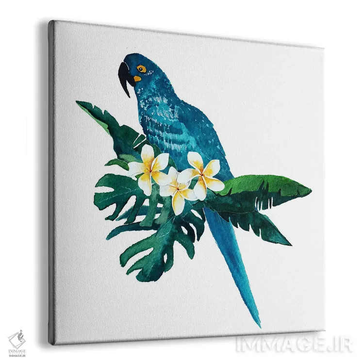 تابلو دکوراتیو طوطی آبی اثر کارلی پرولد - نمای پرسپکتیو محصول