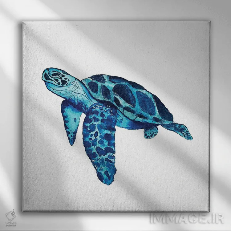 تابلو دکوراتیو لاک پشت دریایی II اثر کارلی پرولد - نمای روبهرو روی دیوار