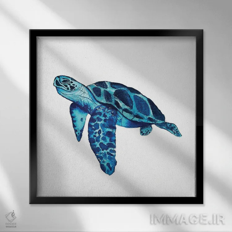 تابلو دکوراتیو لاک پشت دریایی II اثر کارلی پرولد - نمای قابدار مشکی