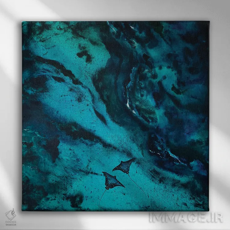 تابلو دکوراتیو مانتارای ها اثر کارلی پرولد - نمای روبهرو روی دیوار