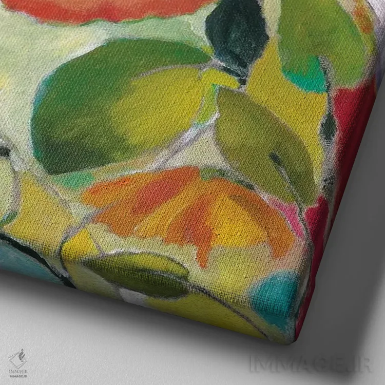 تابلو دکوراتیو فانتزی باغ اثر کیم پارکر - نمای نزدیک بافت بوم