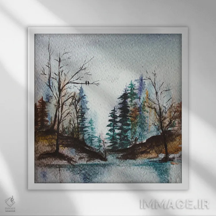 تابلو دکوراتیو جنگل اثر کارلی پرولد - نمای قابدار سفید