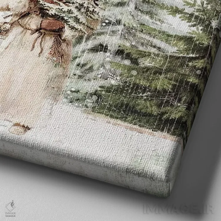 تابلو دکوراتیو تعطیلات جنگلی II اثر کیتی پرتیه - نمای نزدیک بافت بوم