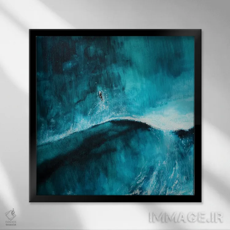 تابلو دکوراتیو موج I اثر کارلی پرولد - نمای قابدار مشکی