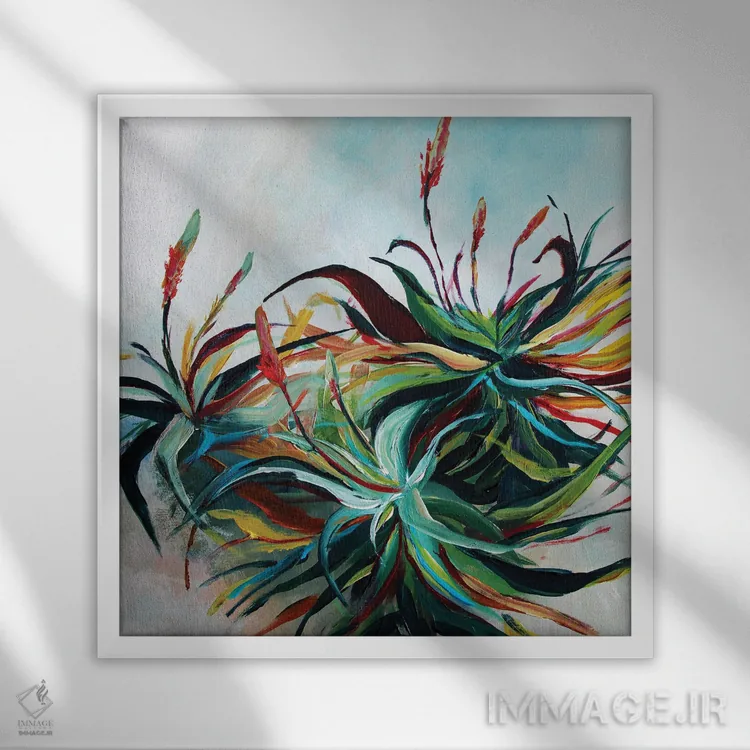 تابلو دکوراتیو آلوئه ها اثر کارلی پرولد - نمای قابدار سفید