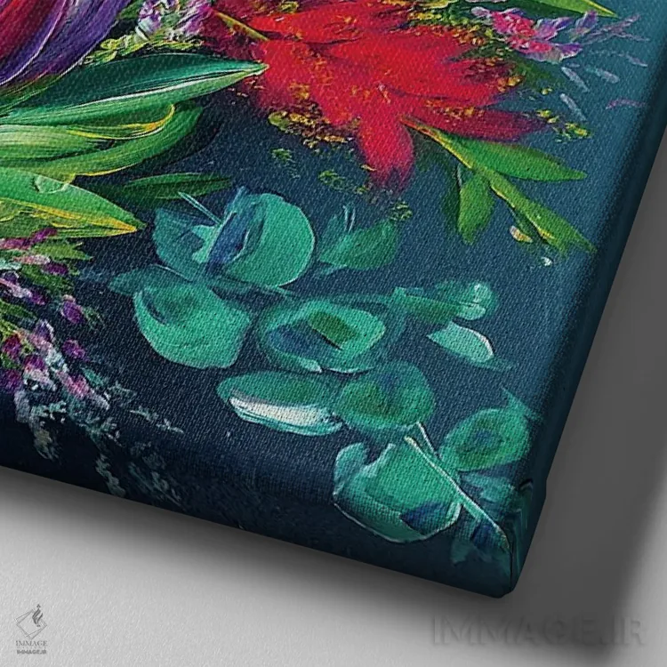 تابلو دکوراتیو دسته گل فاین باس اثر کارلی پرولد - نمای نزدیک بافت بوم