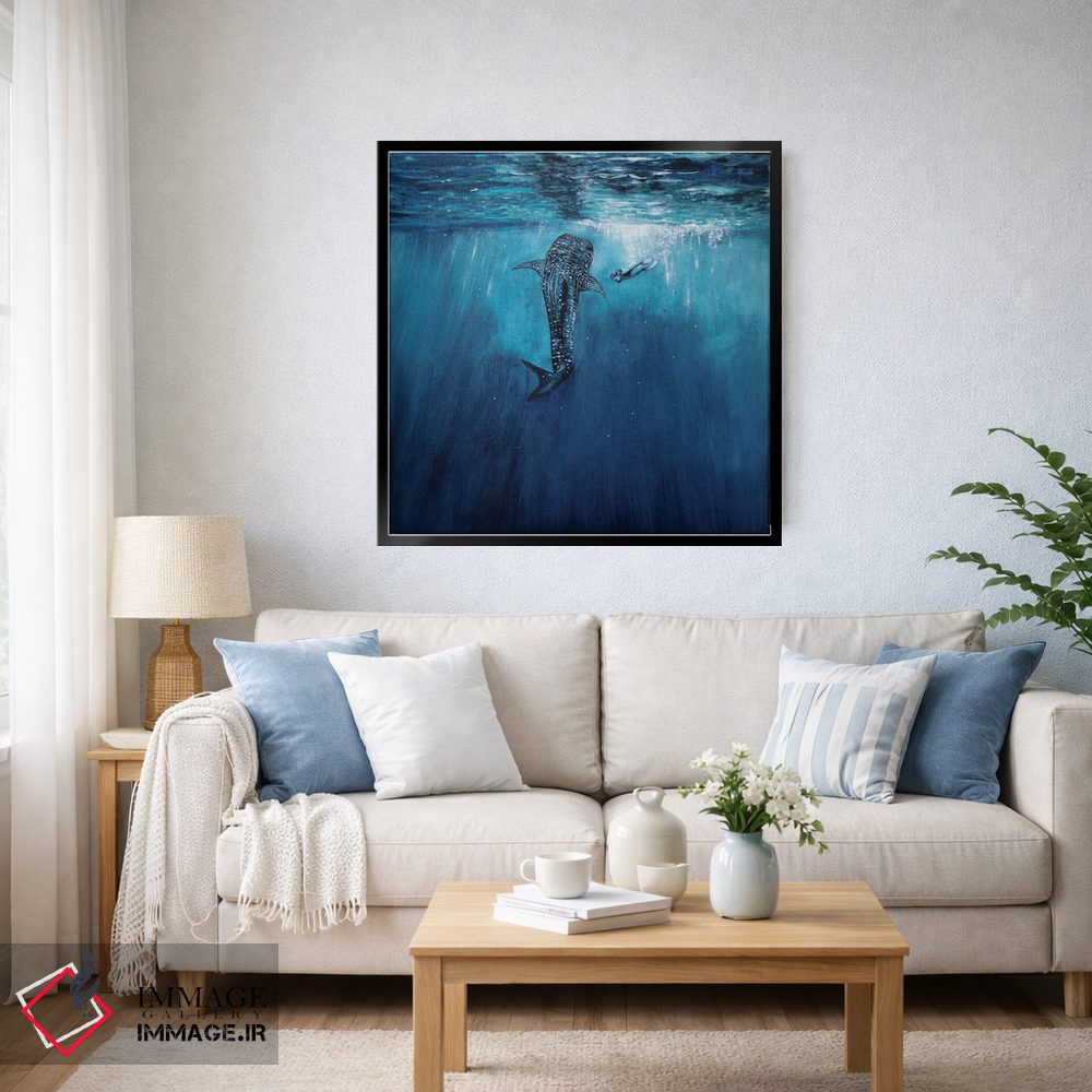 تابلو دکوراتیو کوسه نهنگ و غواص اثر کارلی پرولد - D5B