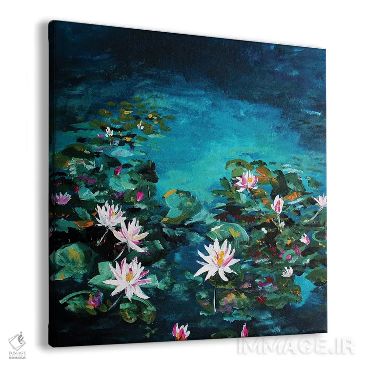 تابلو دکوراتیو برکه نیلوفر اثر کارلی پرولد - نمای پرسپکتیو محصول