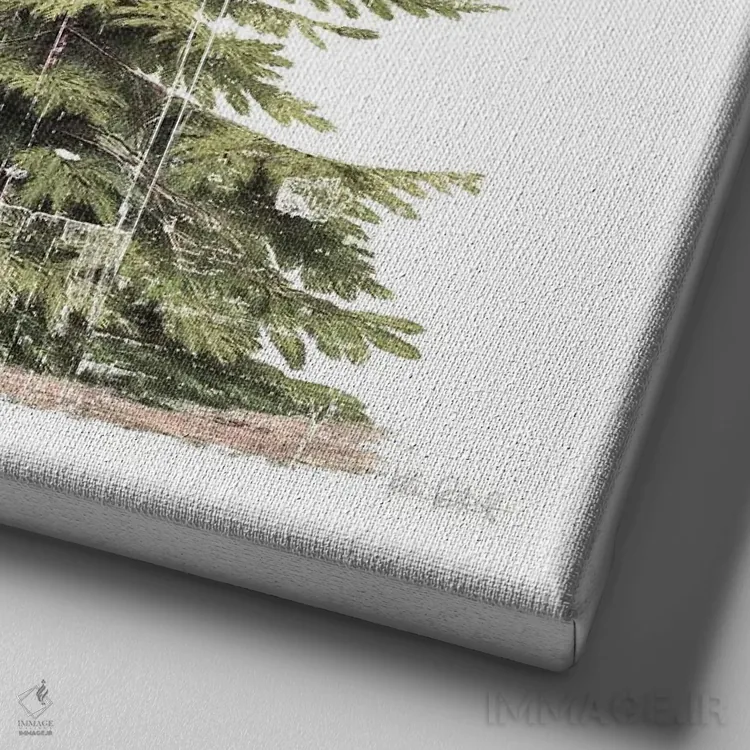 تابلو دکوراتیو درختان تعطیلات جنگلی اثر کیتی پرتیه - نمای نزدیک بافت بوم