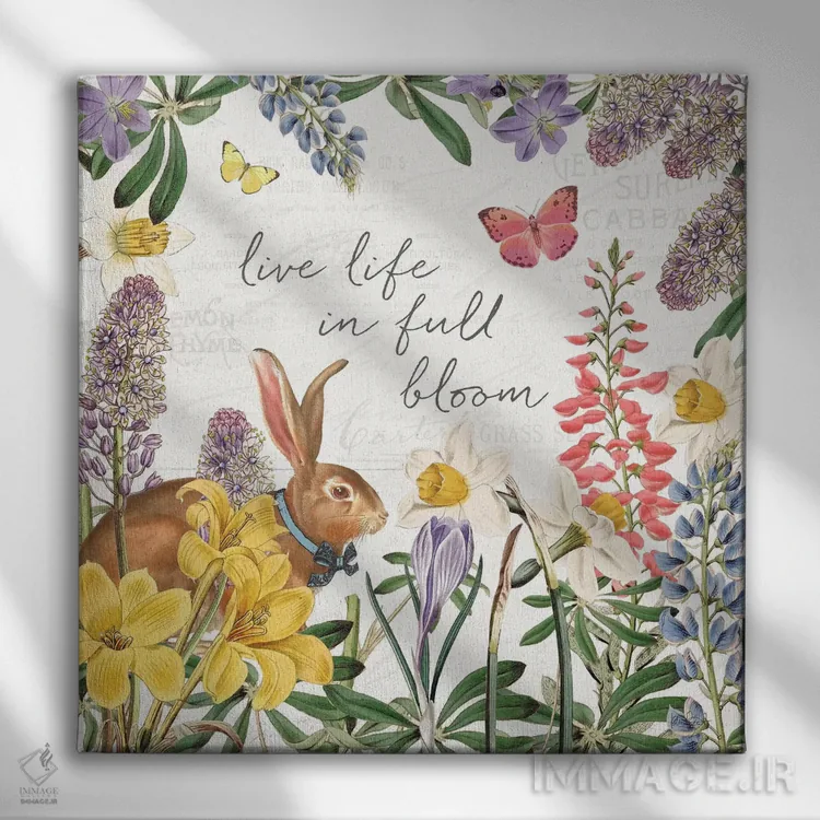 تابلو دکوراتیو باغ عید پاک II با پاپیون اثر کیتی پرتیه - نمای روبهرو روی دیوار