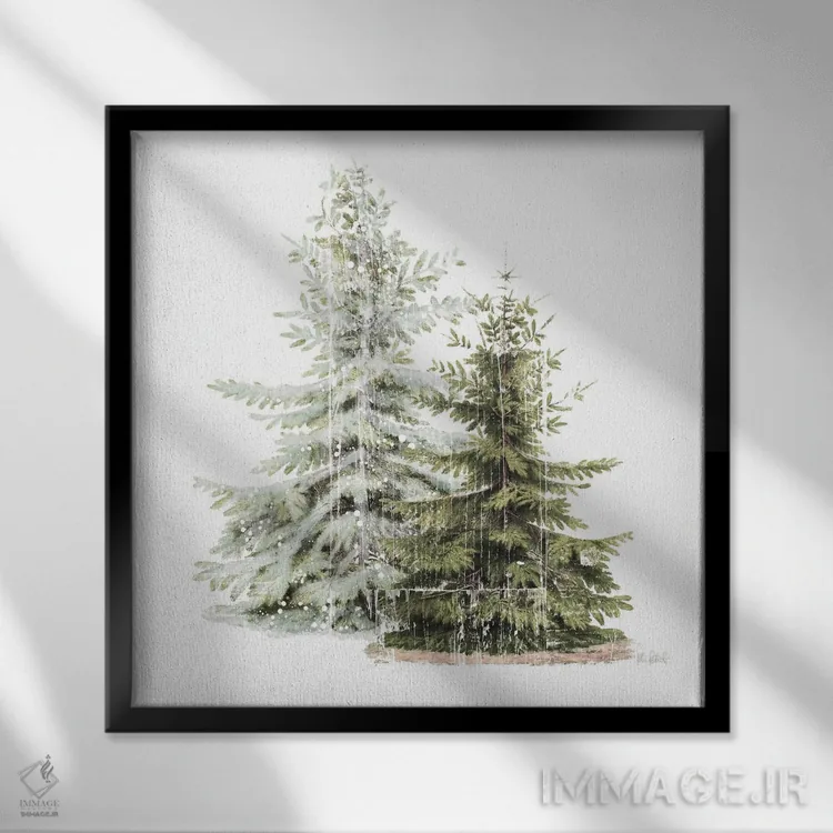 تابلو دکوراتیو درختان تعطیلات جنگلی اثر کیتی پرتیه - نمای قابدار مشکی