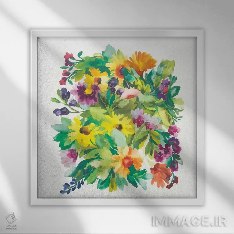 تابلو دکوراتیو دسته گل فرانسوی اثر کیم پارکر - نمای قابدار سفید