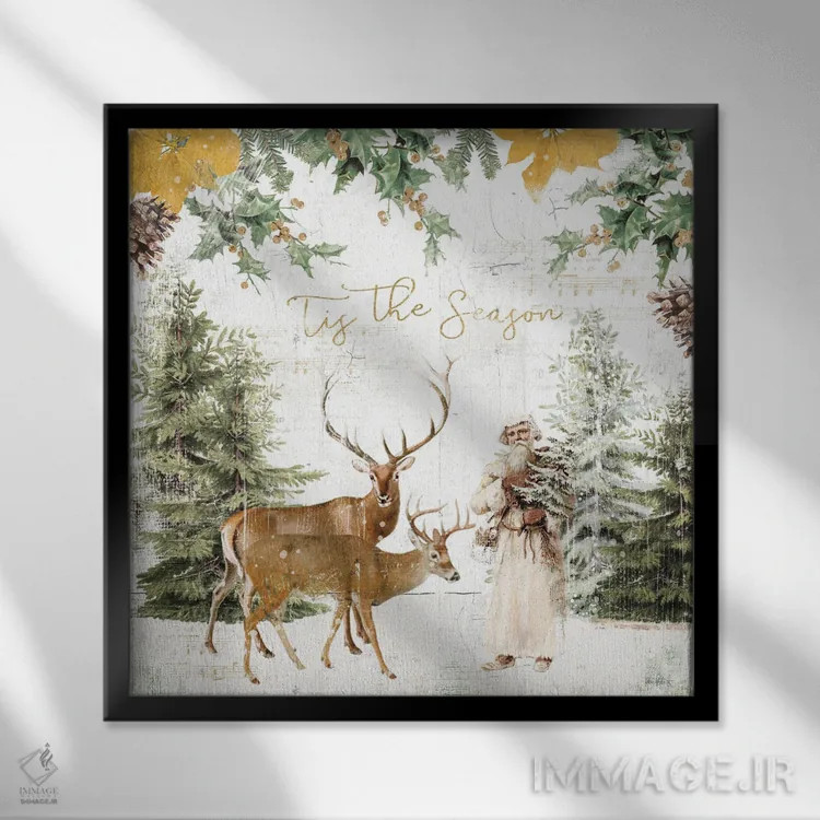 تابلو دکوراتیو تعطیلات جنگلی II طلایی اثر کیتی پرتیه - نمای قابدار مشکی