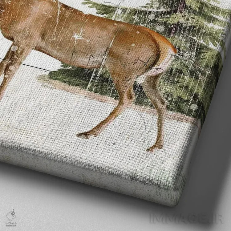 تابلو دکوراتیو تعطیلات جنگلی III طلایی اثر کیتی پرتیه - نمای نزدیک بافت بوم