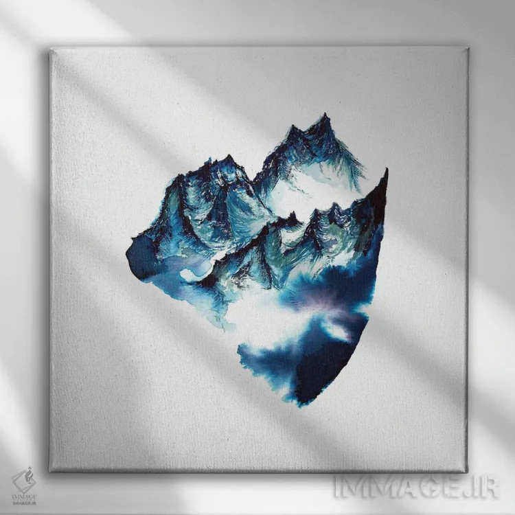تابلو دکوراتیو کوه های آبرنگی اثر کارلی پرولد - نمای روبهرو روی دیوار