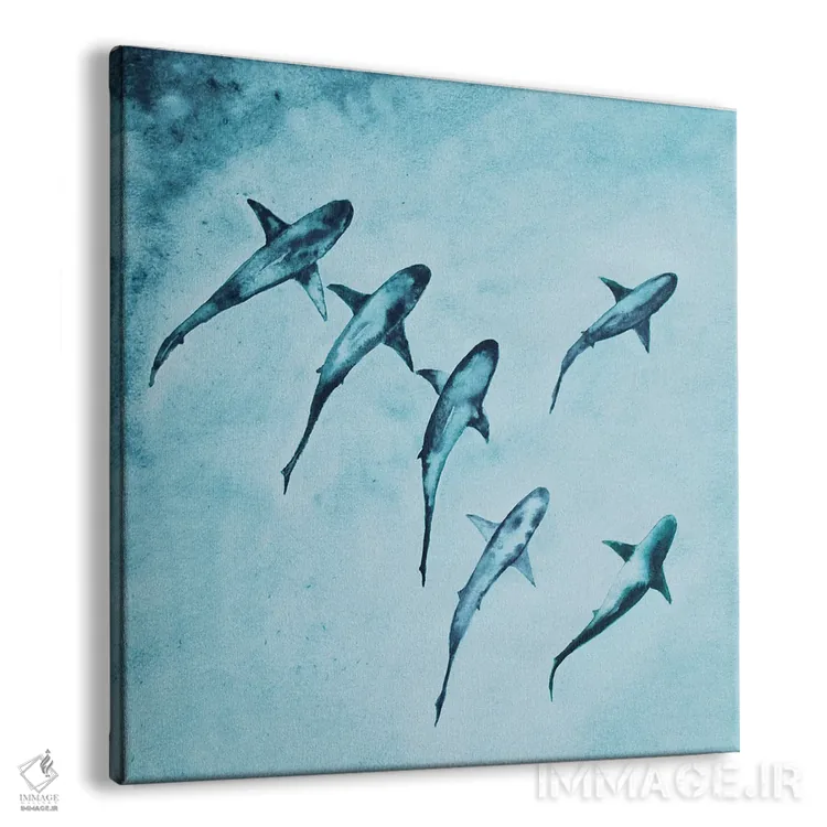 تابلو دکوراتیو شنا کردن کوسه های صخره ای اثر کارلی پرولد - نمای پرسپکتیو محصول