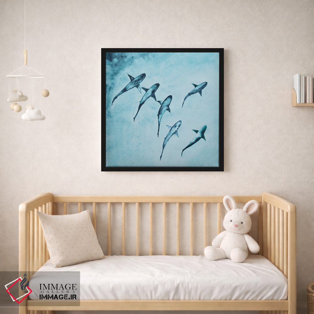 تابلو دکوراتیو شنا کردن کوسه های صخره ای اثر کارلی پرولد - D1B