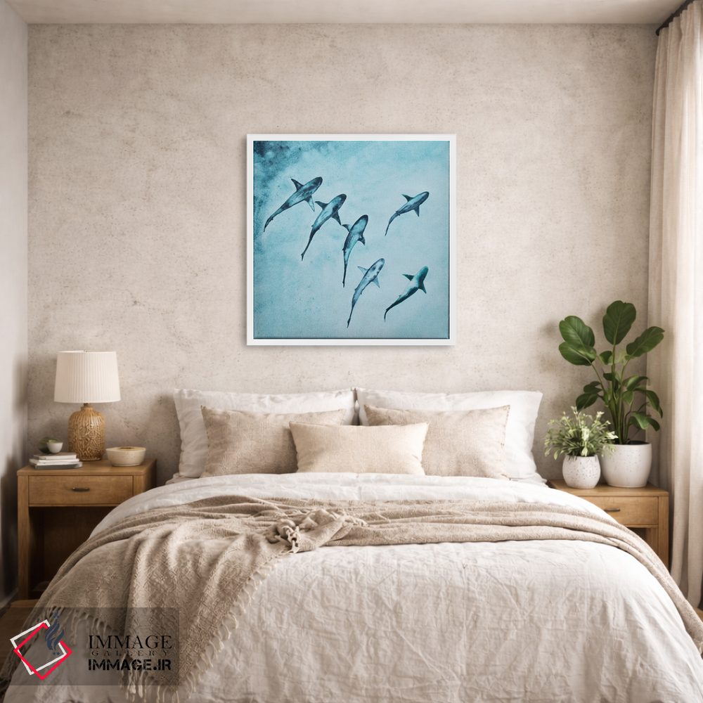 تابلو دکوراتیو شنا کردن کوسه های صخره ای اثر کارلی پرولد - D6W