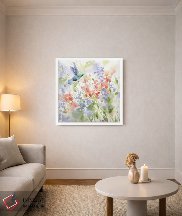 تابلو انتزاعی چمنزار مرغ مگس خوار اثر کاترینا پیت - D1W