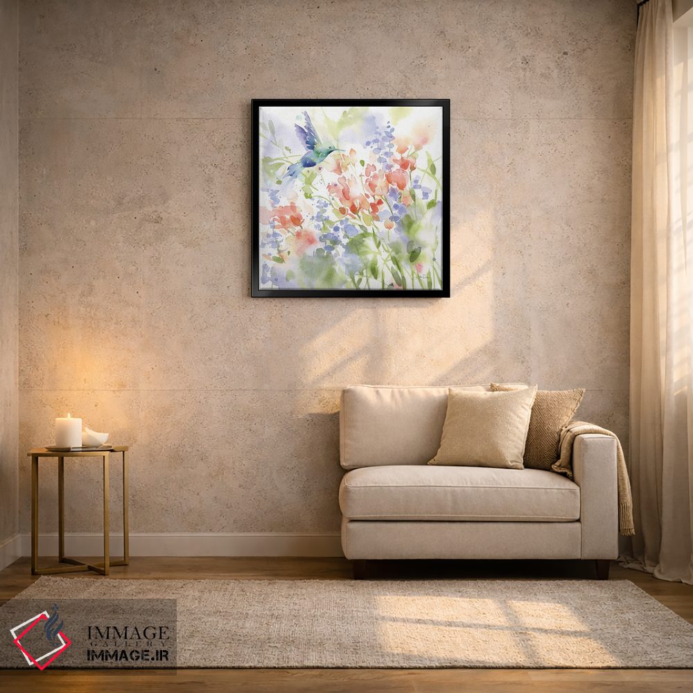 تابلو انتزاعی چمنزار مرغ مگس خوار اثر کاترینا پیت - D3B