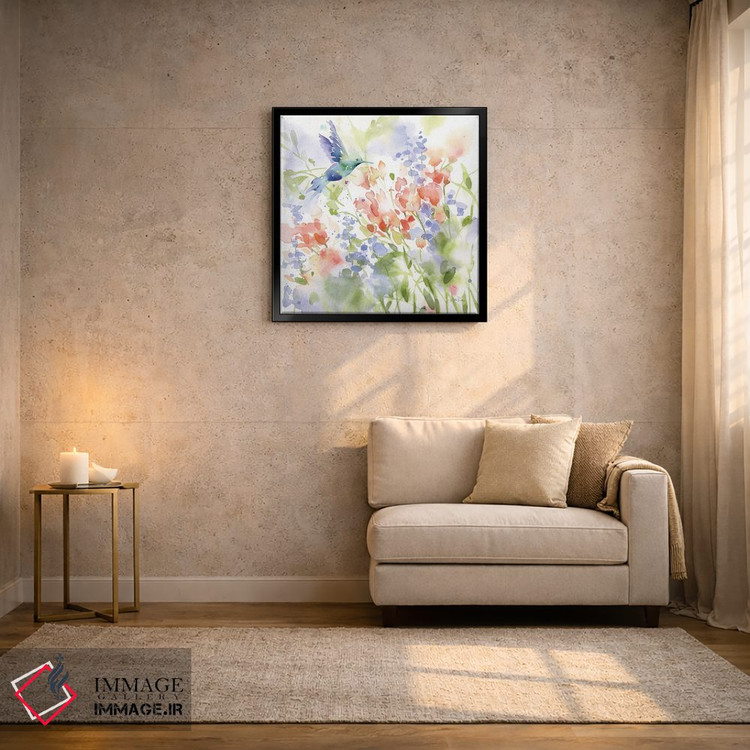 تابلو انتزاعی چمنزار مرغ مگس خوار اثر کاترینا پیت - D3B