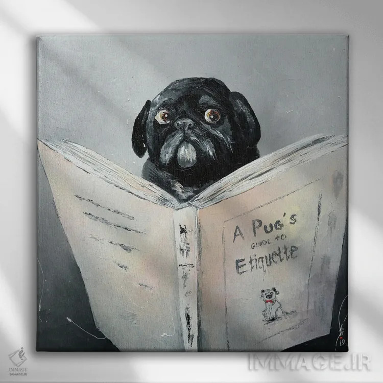 تابلو دکوراتیو راهنمای آداب معاشرت پاگ اثر کوپتسووا آرت - نمای روبهرو روی دیوار