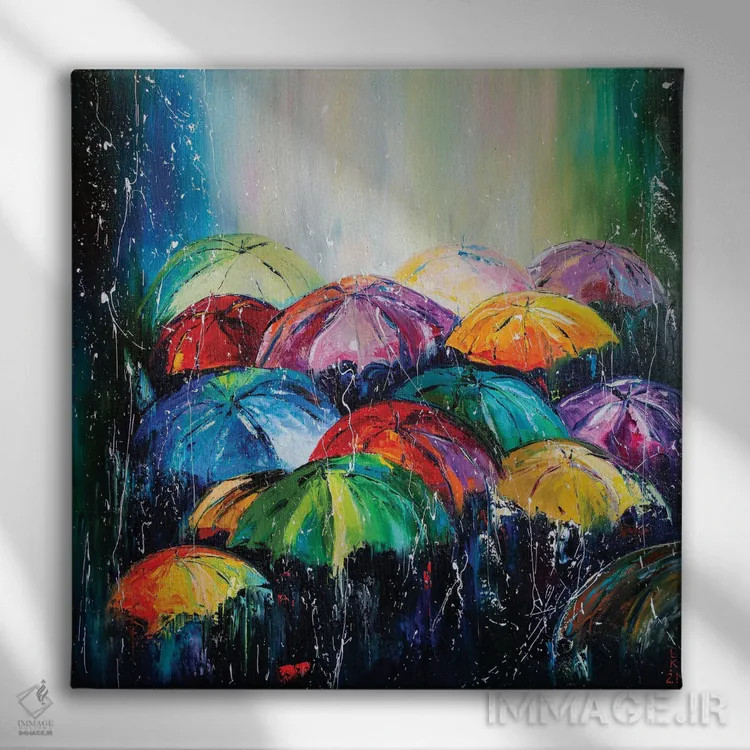 تابلو دکوراتیو باران اثر کوپتسووا آرت - نمای روبهرو روی دیوار