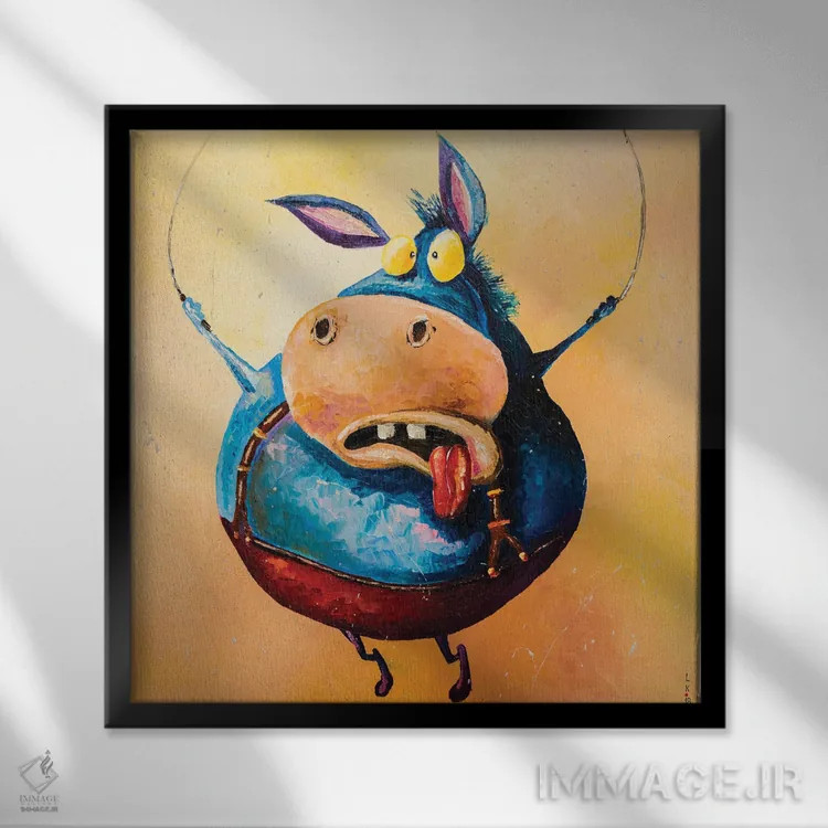 تابلو دکوراتیو الاغ پرش کنان اثر کوپتسووا آرت - نمای قابدار مشکی