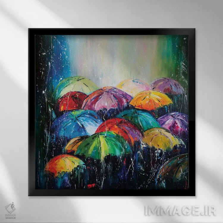 تابلو دکوراتیو باران اثر کوپتسووا آرت - نمای قابدار مشکی