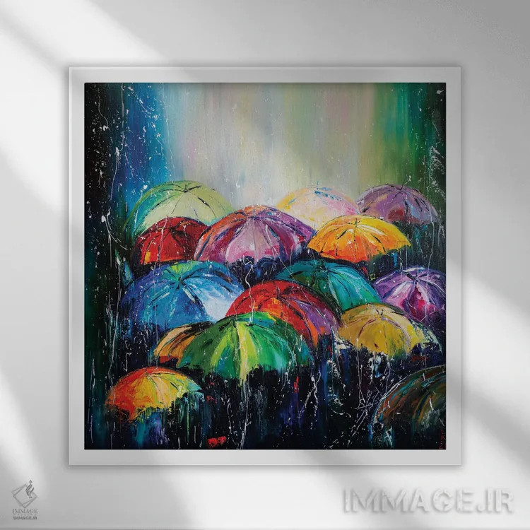 تابلو دکوراتیو باران اثر کوپتسووا آرت - نمای قابدار سفید