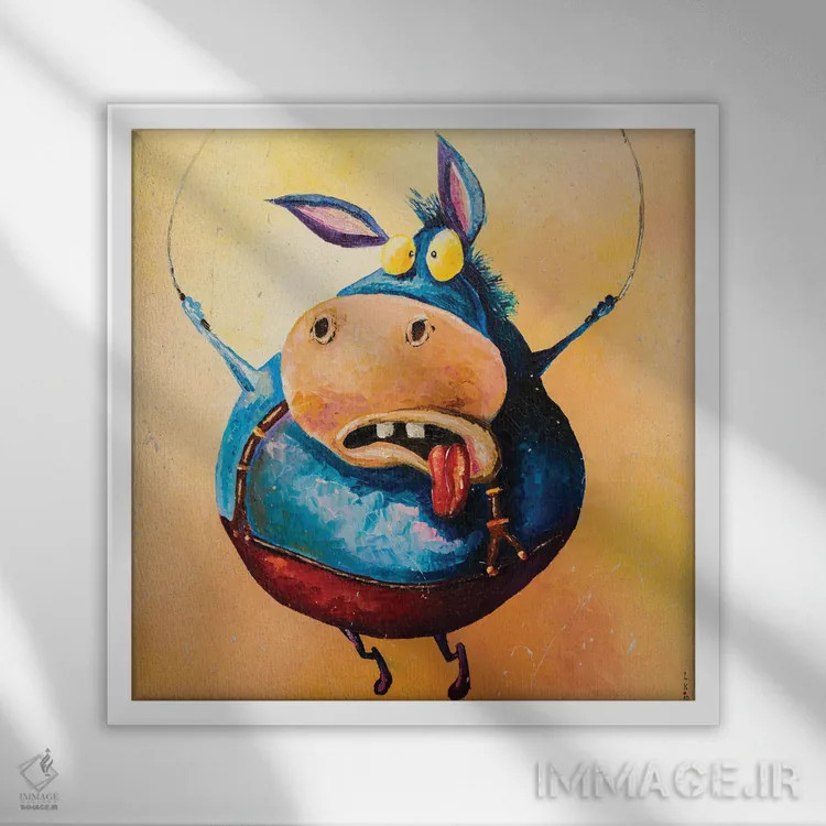 تابلو دکوراتیو الاغ پرش کنان اثر کوپتسووا آرت - نمای قابدار سفید