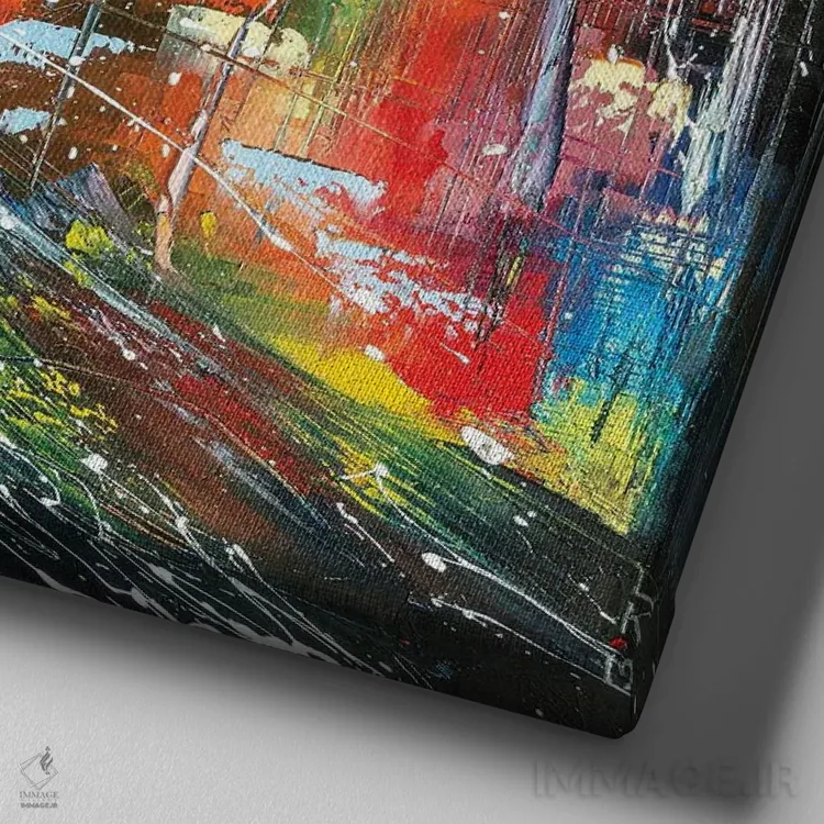 تابلو انتزاعی جاده ای به سوی نور اثر کوپتسووا آرت - نمای نزدیک بافت بوم