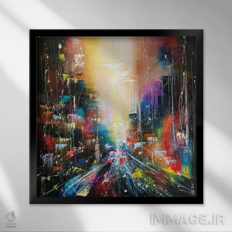 تابلو انتزاعی جاده ای به سوی نور اثر کوپتسووا آرت - نمای قابدار مشکی