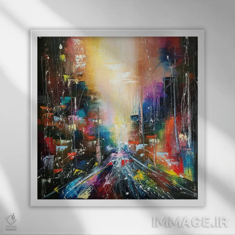 تابلو انتزاعی جاده ای به سوی نور اثر کوپتسووا آرت - نمای قابدار سفید