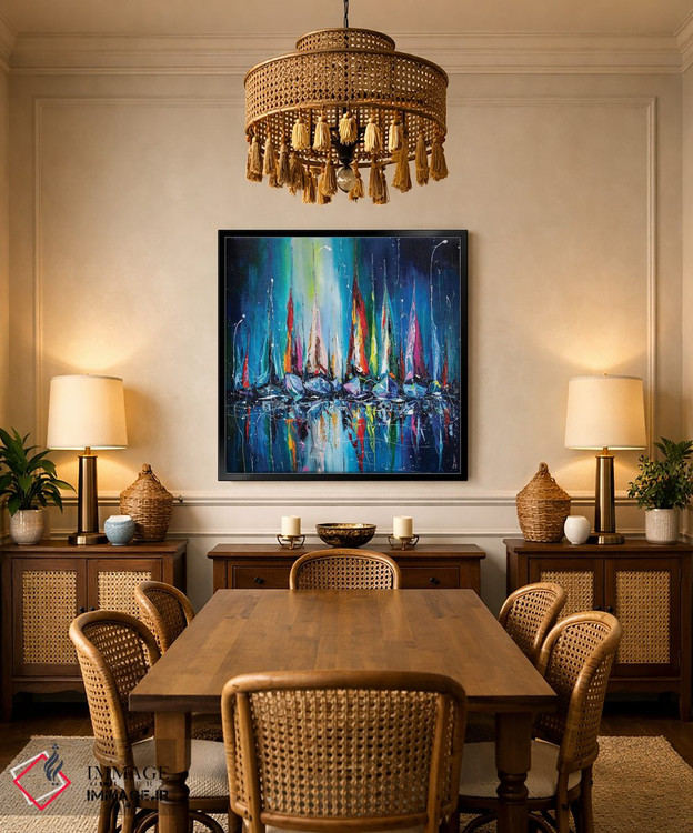 تابلو دکوراتیو قایق های بادبانی در بندر اثر کوپتسووا آرت - D3B