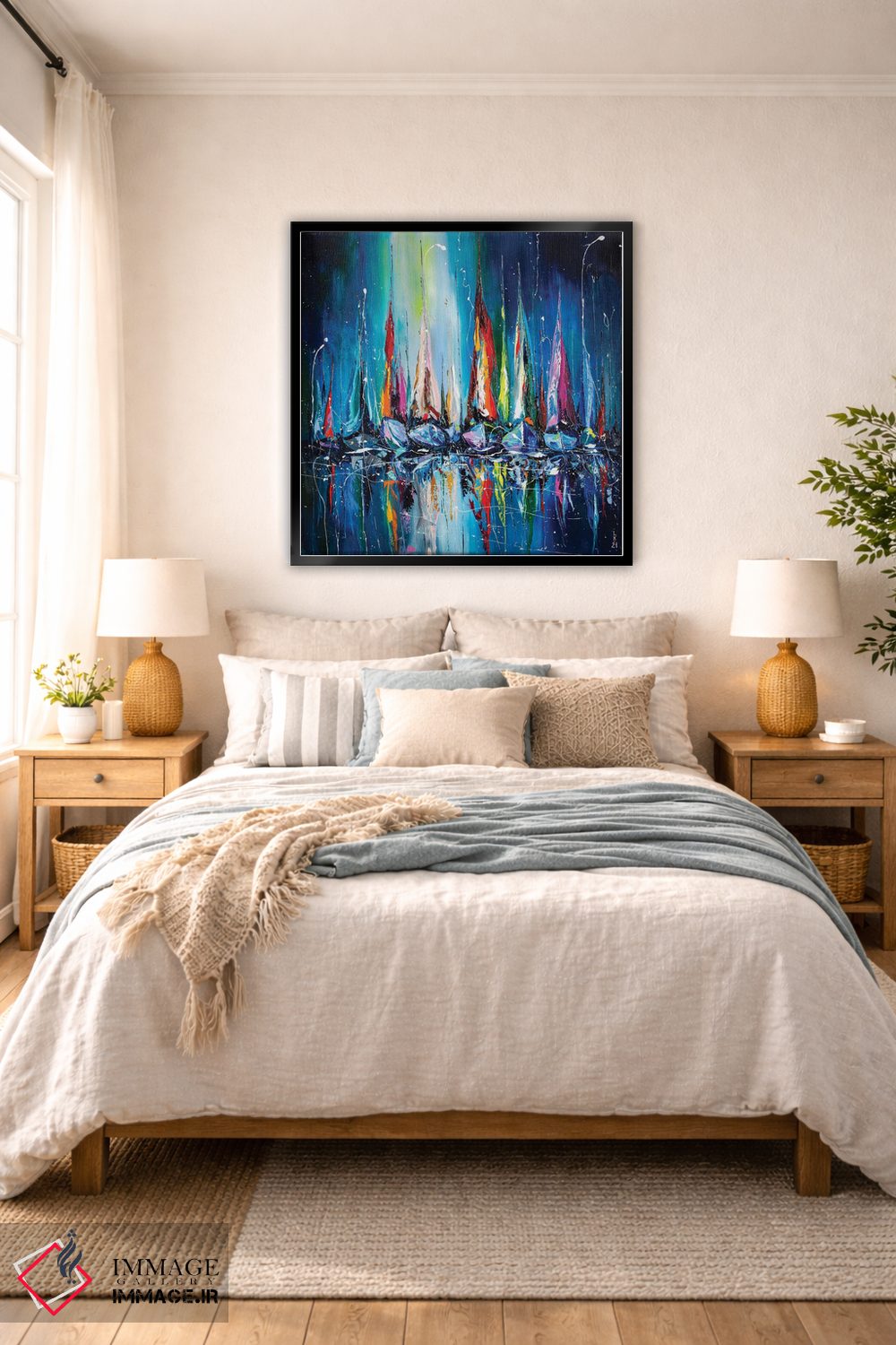 تابلو دکوراتیو قایق های بادبانی در بندر اثر کوپتسووا آرت - D6B