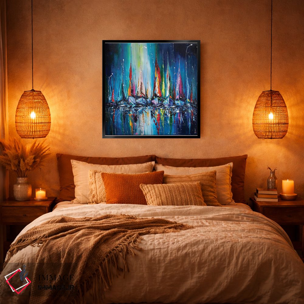 تابلو دکوراتیو قایق های بادبانی در بندر اثر کوپتسووا آرت - D5B