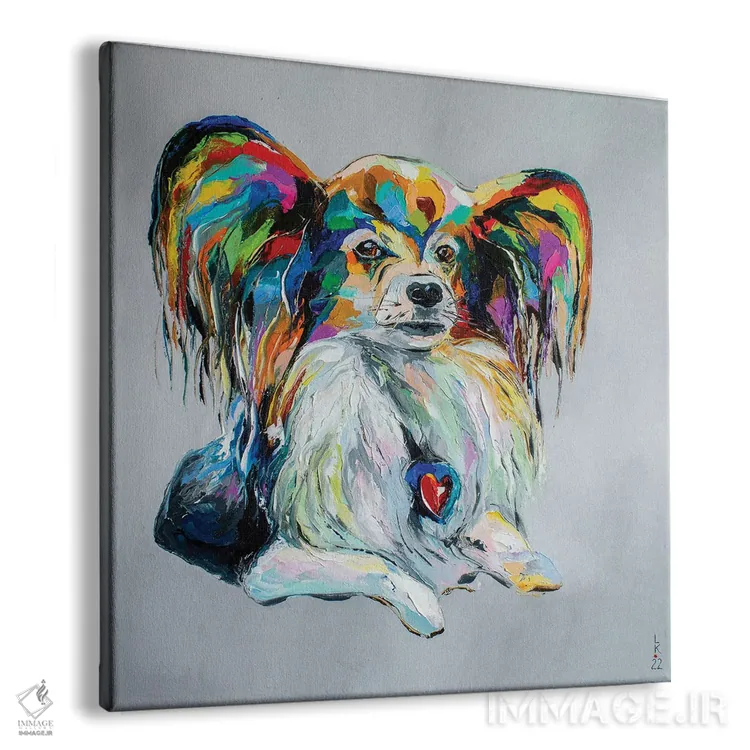 تابلو دکوراتیو سگ پاپیلون اثر کوپتسووا آرت - نمای پرسپکتیو محصول