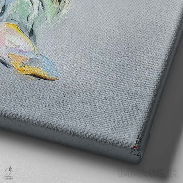 تابلو دکوراتیو سگ پاپیلون اثر کوپتسووا آرت - نمای نزدیک بافت بوم