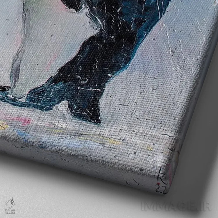 تابلو دکوراتیو لحظه آموزشی اثر کوپتسووا آرت - نمای نزدیک بافت بوم